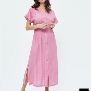 NWT Peppercoen Nabatbanzi Shocking Pink Midi Dress